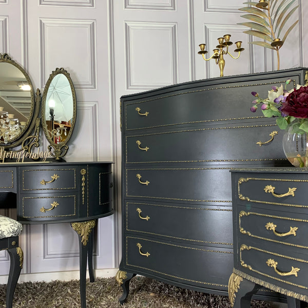 Bedroom Furniture Set by Olympus Black & Gold