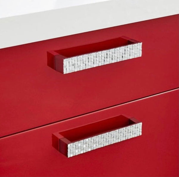 Chrome Handles 3D Effect Large Silver Modern Style