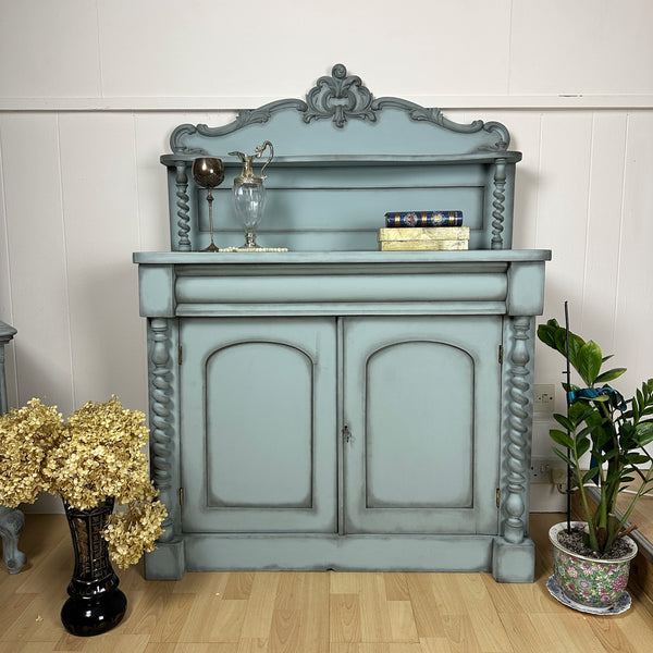 Painted Victorian Chiffonier Barley Twist Dresser Antique Cabinet