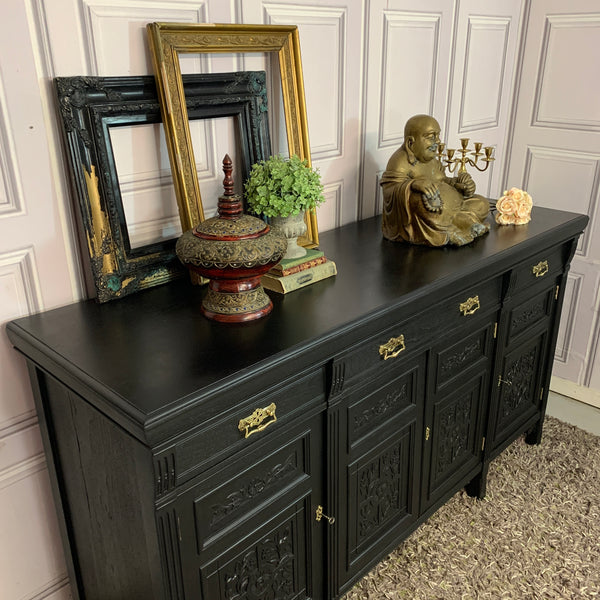 Painted Antique Sideboard Edwardian Black Sideboard
