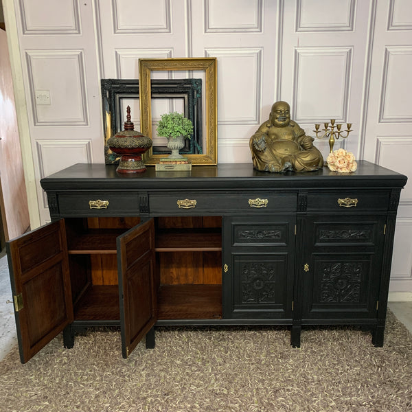 Painted Antique Sideboard Edwardian Black Sideboard