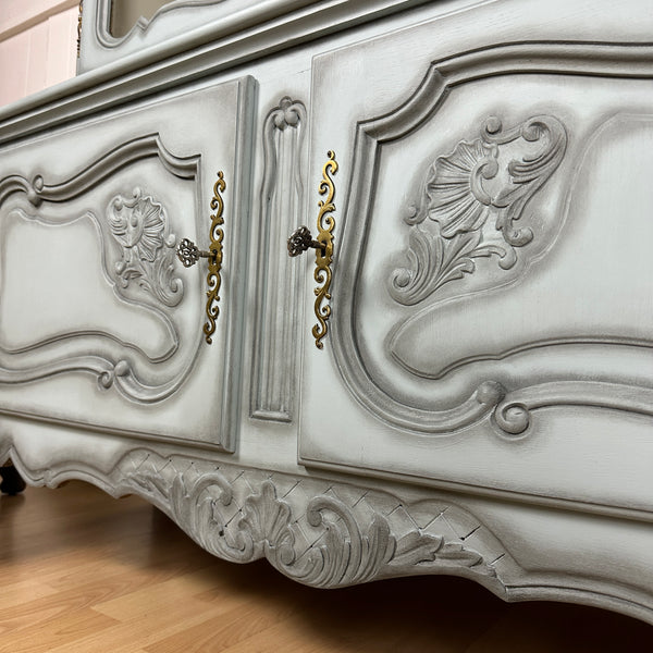 French Antique Display Cabinet Ornate Buffet Carved Cabinet