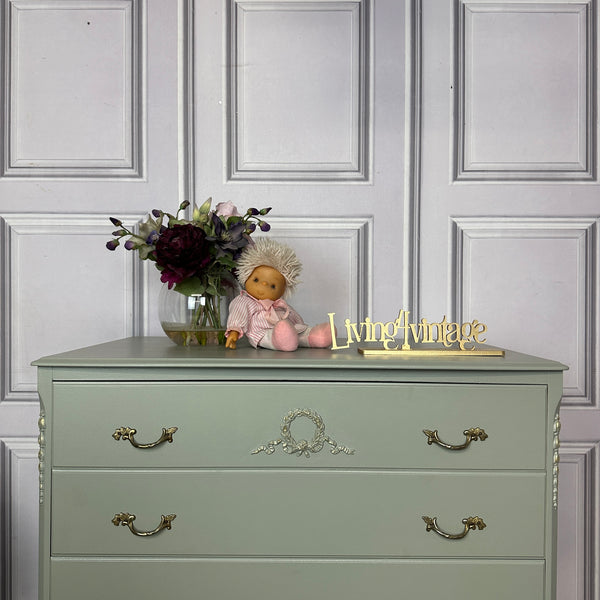 French Style Chest of Drawers Louis Style Drawers Sage Green