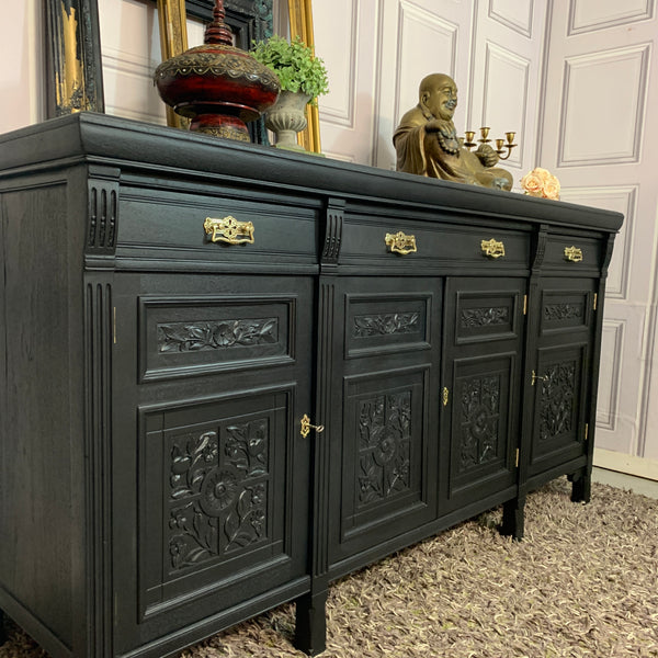 Painted Antique Sideboard Edwardian Black Sideboard