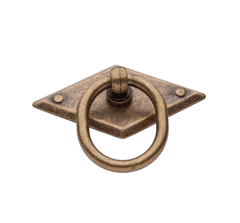 Solid Brass Ring Handle with Diamond Shape Plate