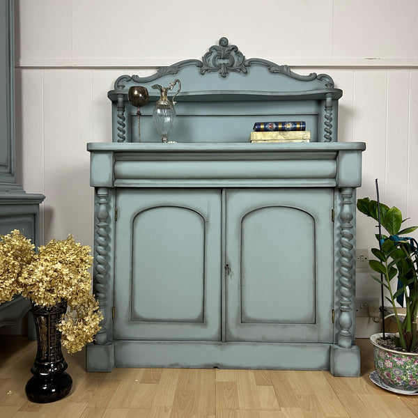Painted Victorian Chiffonier Barley Twist Dresser Antique Cabinet