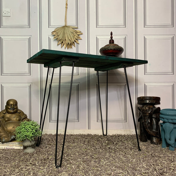 Industrial Style Console Table / Desk with Hairpin Legs Yakisugi Wood