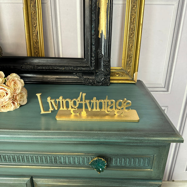 Small Vintage Cabinet Painted Turquoise 2 Door Cupboard