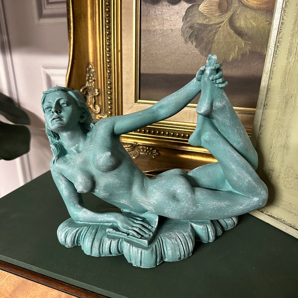 Vintage Nude Lady Figurine Painted Turquoise