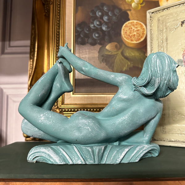 Vintage Nude Lady Figurine Painted Turquoise