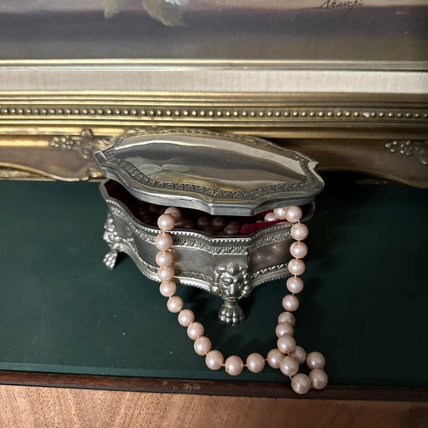 Silver Plated Jewellery Box with Red Velvet Inside