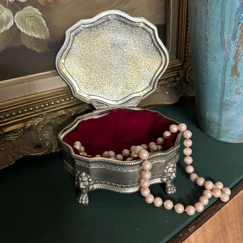 Silver Plated Jewellery Box with Red Velvet Inside