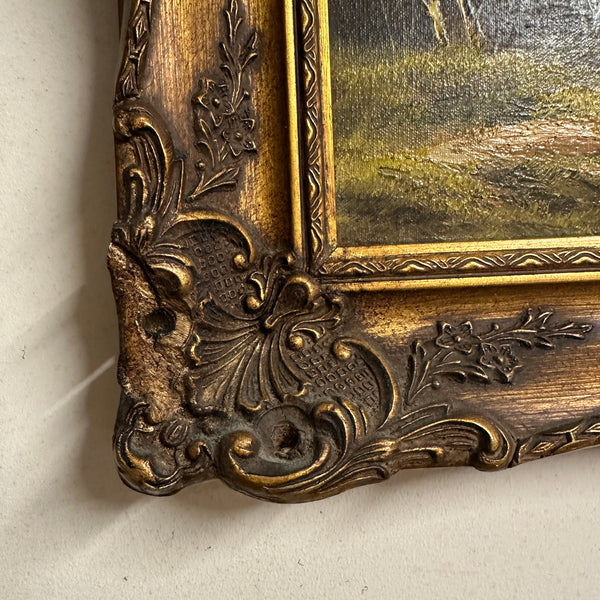 Vintage Oil Painting A. Carter Landscape Baroque Style Frame