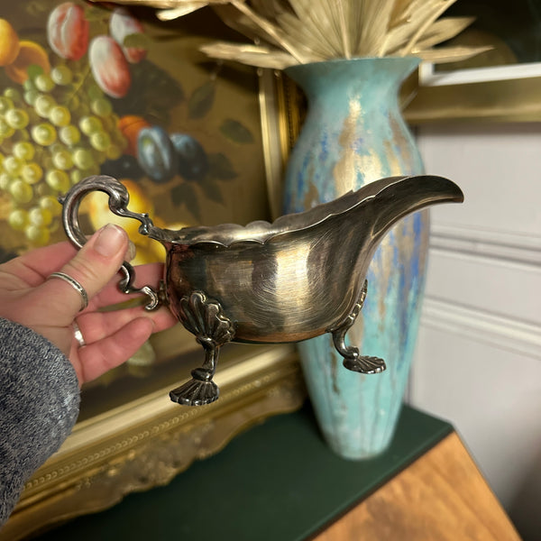 Antique Gravy Boat Silver Plated Claw Feet Manoah Rhodes & Sons 2777