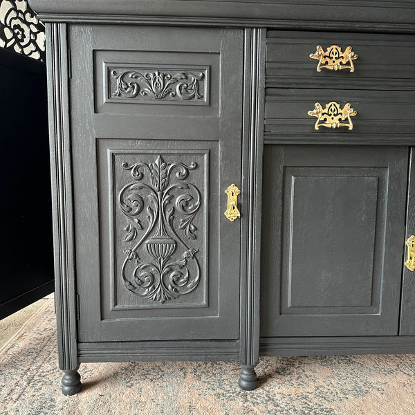 Painted Antique Sideboard Victorian Sideboard Heavily Carved Commission Order