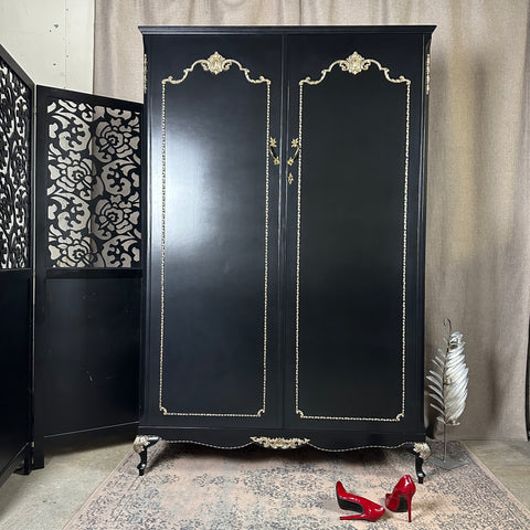 Painted Double Wardrobe Olympus Furniture French Style Wardrobe Black & Gold