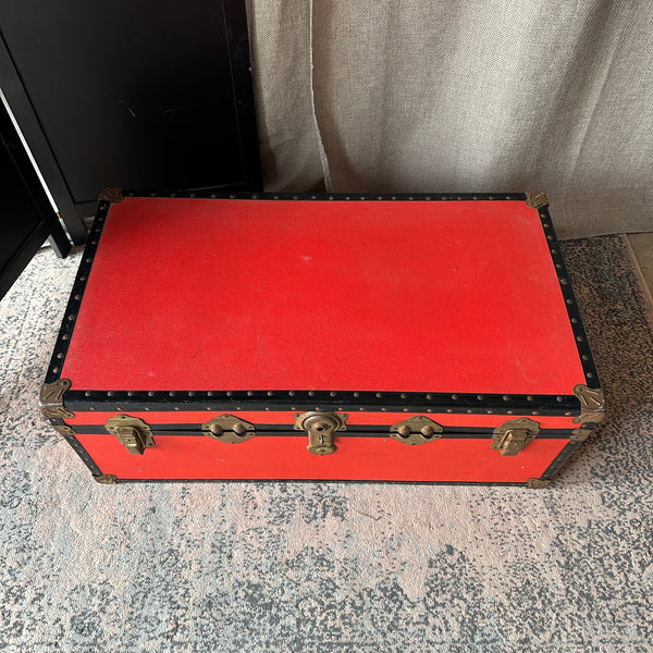 Vintage Travel Trunk Storage Trunk Vibrant Red Colour Large Trunk
