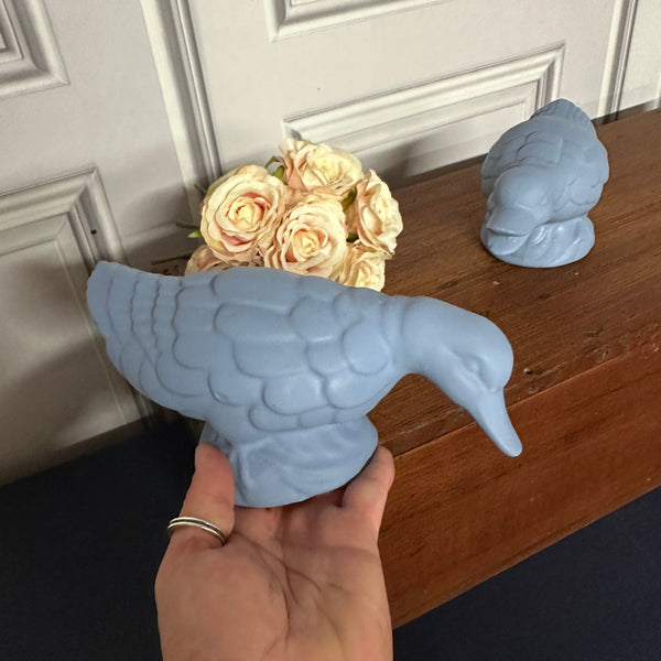 Vintage Pair of Ducks Ornament Pastel Blue Ornament Ceramic