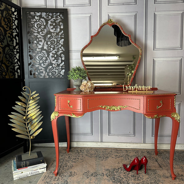 Red Dressing Table Dressing Table Painted Olympus Dressing Table Red & Gold