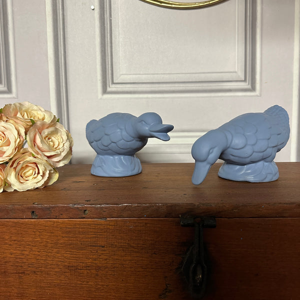 Vintage Pair of Ducks Ornament Pastel Blue Ornament Ceramic