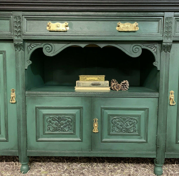 Painted Edwardian Sideboard Solid Oak Carvings Commissions Welcome
