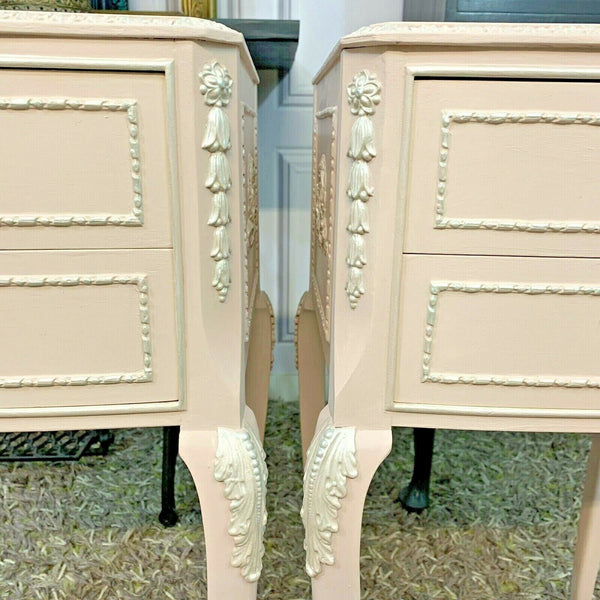 Painted Bedside Tables Pair Olympus Furniture French Louise Style Bedside Cabinets Pink