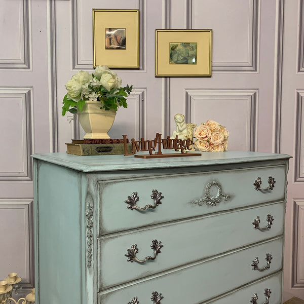 French Style Chest of Drawers Louis Style Drawers Duck Egg Blue