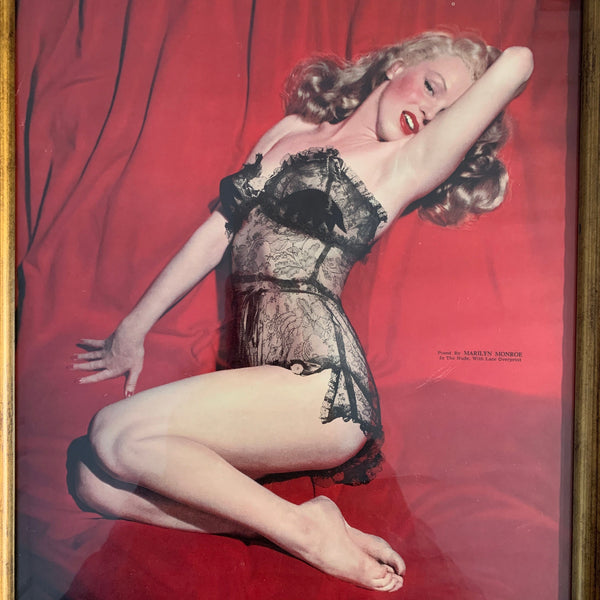 Framed Poster Merilyn Monroe In The Nude With Lace Overprint Nudity Collectable