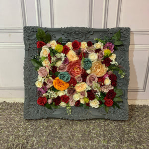 Artificial Flower Wall Frame Baroque Style Ornate Frame Shop Décor Wall Display