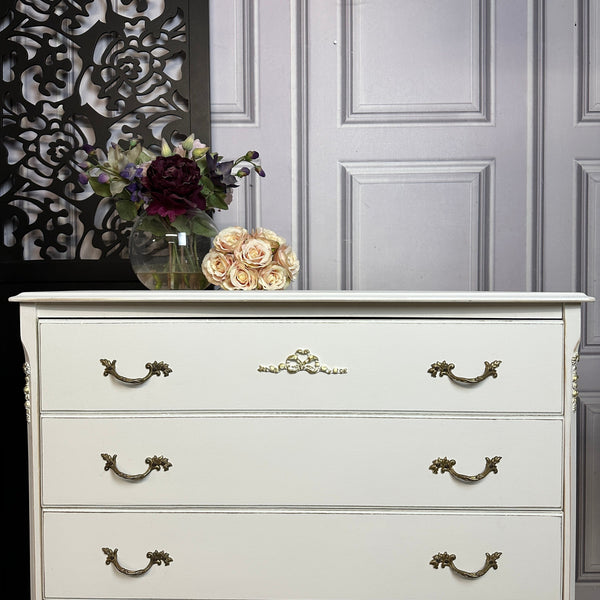 French Style Chest of Drawers Louis Style Drawers Painted White Commissions Open