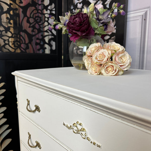 French Style Chest of Drawers Louis Style Drawers Painted White Commissions Open