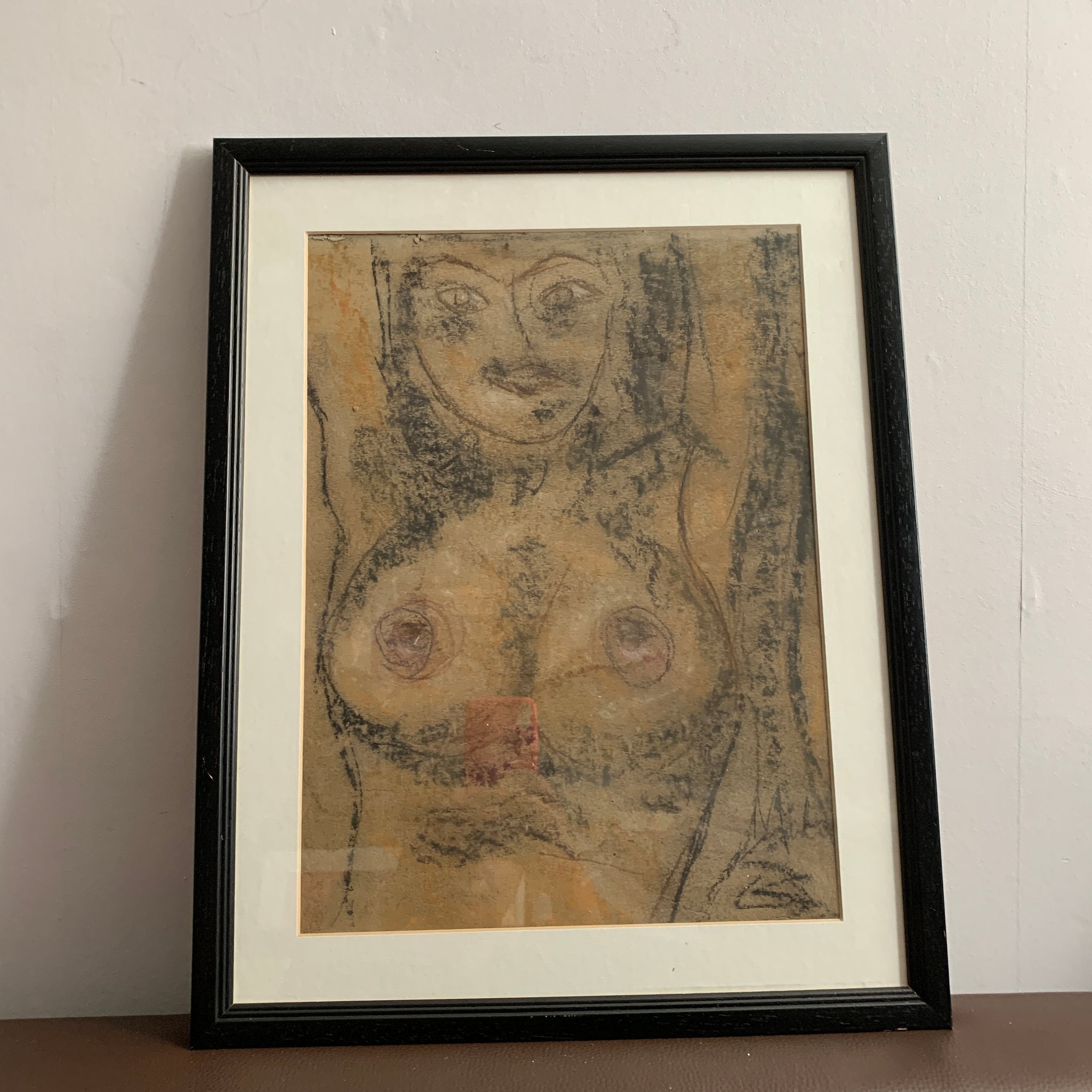 Nude Woman Painting Framed Contemporary Style