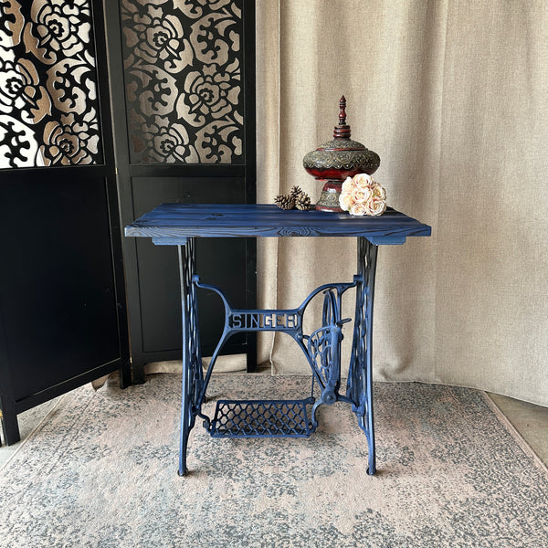 Upcycled Sewing Machine Table Console Table Jakisugi Charred Wood Reclaimed Wood Table Singer Table