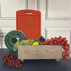 Wooden Storage Box Upcycled Wine Box Kitchen Storage Grand Vins de Bourgogne Rustic Style Box