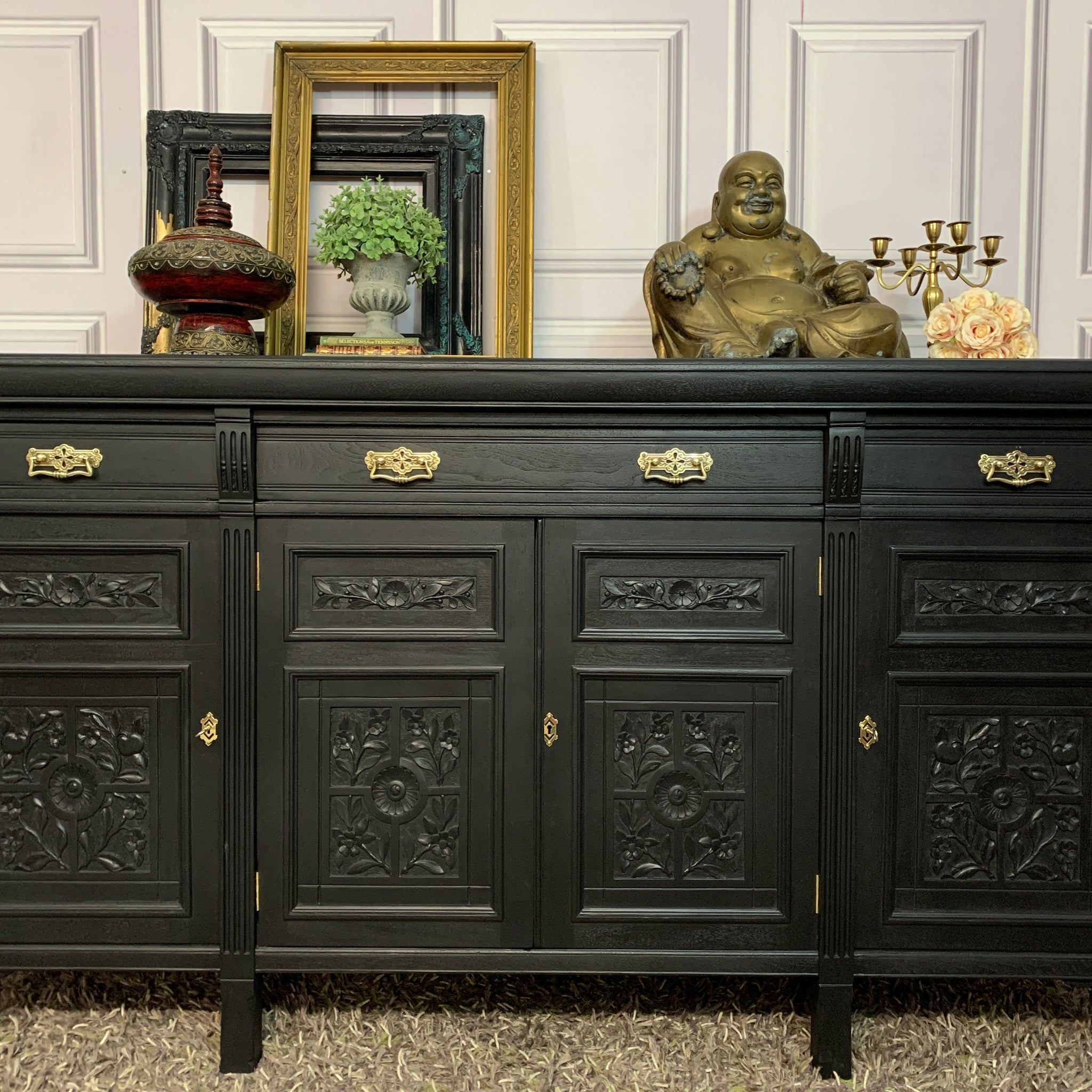 Painted Antique Sideboard Edwardian Black Sideboard Living4vintage