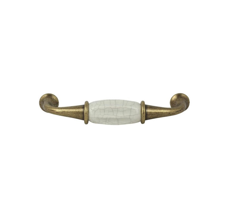 Solid Brass & Ceramic Handle Crackle Effect Furniture Handle