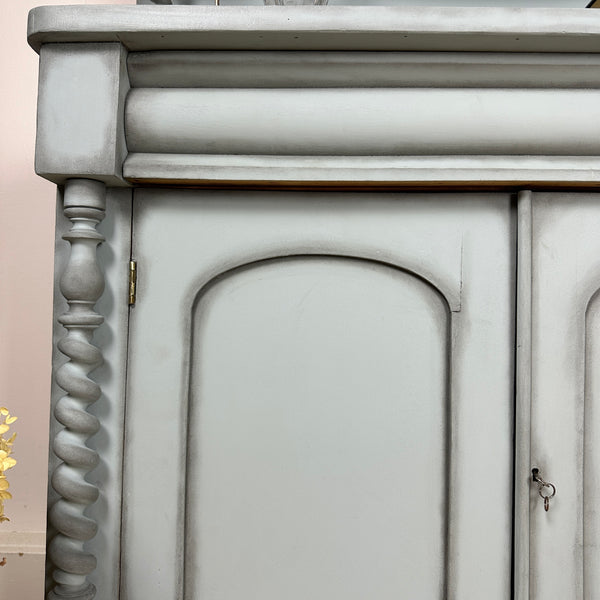 Painted Victorian Chiffonier Pale Blue Barley Twist Dresser Antique Cabinet